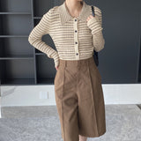 Women Cardigan Sweater Autumn Sweater Cardigan Women Coat Slim Striped Polp Collar Knitted Bottoming Shirt 8t7297