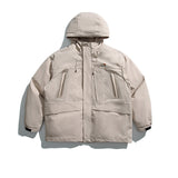 Unisex Winter Cotton Coat Three-Dimensional Pocket Hooded down Jacket