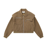 Women Jacket Workwear Multi-Pocket Short Jacket Autumn Leisure Motorcycle Clothing Coat