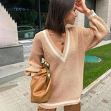 Women Knitted Sweater Spring and Autumn Sweater Loose off-the-Shoulder Bottoming Shirt Women's Sweater