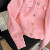 Women Knitwear Spring and Autumn round Neck Slim-Fit Knitted Cardigan