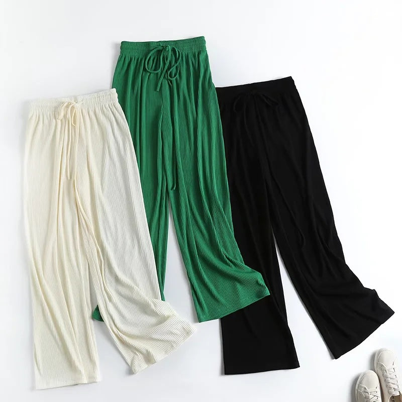 Women Sweatpants Spring Snake Bone Pattern Wide Leg Pants Striped Straight Loose Casual Pants