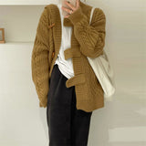 Women Knitted Cardigan Hooded Cable-Knit Sweater Coat Female Autumn and Winter Loose Knitted Cardigan