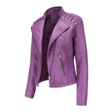 Red Leather Jacket Spring and Autumn Women's Leather Jacket Women's Short Jacket