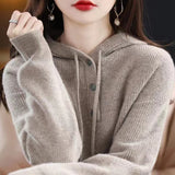 Women Knitwear Fall Winter Hooded Knitwear Loose Sweater