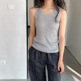 Women Knitted Two-Piece Set Spring Loose Sweater round Neck Vest Blouse Ab29