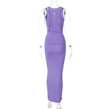 Women Dresses Summer Hollow Slim round Neck Sleeveless Dress