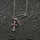 Chrome Hearts Necklace Vintage Double Cross Pin Male and Female Collarbone Chain
