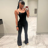 Women Jumpsuit Spring Sexy U Collar Backless Suspender Jumpsuit (Hawthaw0412)