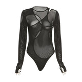 Women Jumpsuit Spring and Summer Mesh Tight Jumpsuit