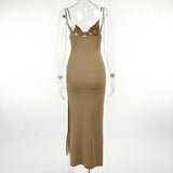 Women Dresses Hollow out Split Sling Dress Sexy L Backless Knitted Maxi Dress