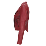 Red Leather Jacket Spring and Autumn Leather Women's Rivet Coat Zipper Leather Jacket