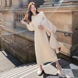 Women Maxi Dress Autumn and Winter Loose round Neck Knitted Dress