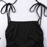 Women Dresses Black Slip Dress Long Dress (Bla0420)
