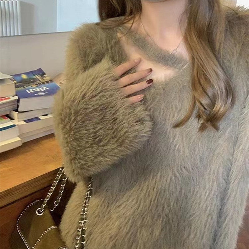 Women Knitwear Autumn and Winter V-neck Knitwear Loose Sweater