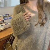 Women Knitwear Autumn and Winter V-neck Knitwear Loose Sweater