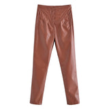 Women Sweatpants PU Leather Pants Vintage Harem Pants Casual Trousers