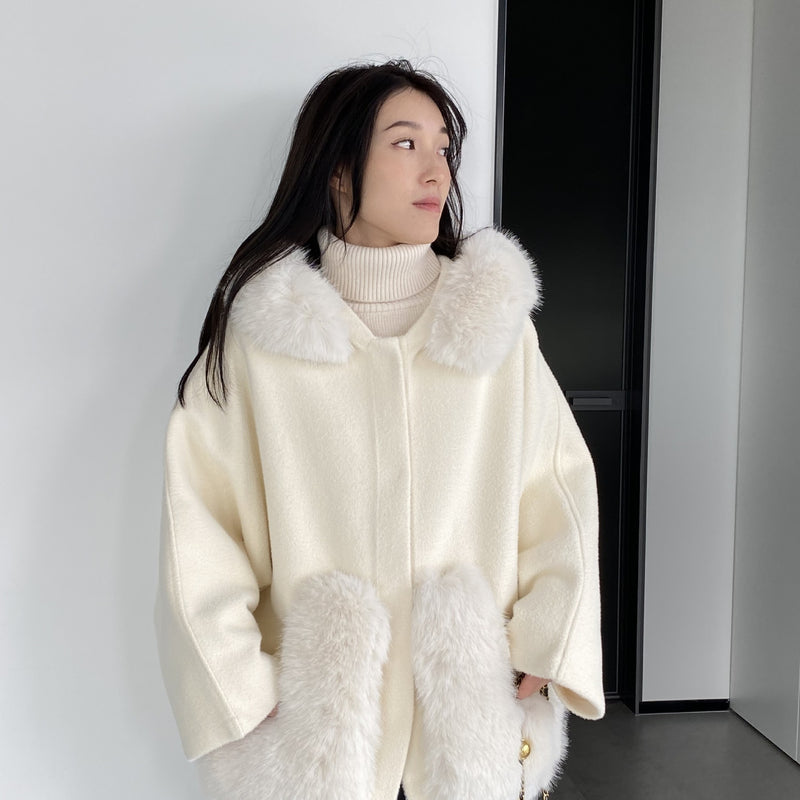Women Cardigan Sweater Short Woolen Coat Autumn and Winter Long Sleeves Fur Collar Hooded Coat 2t7620