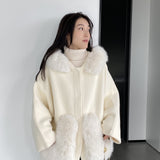 Women Cardigan Sweater Short Woolen Coat Autumn and Winter Long Sleeves Fur Collar Hooded Coat 2t7620
