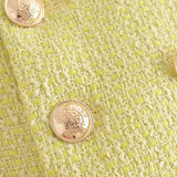 Women Woolen Coat Chanel Coat Tweed Double Breasted Cropped Top