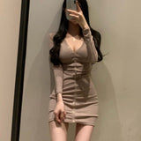 Women Dresses Sexy Long Sleeve Narrow Dress Short Skirt