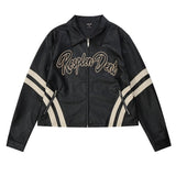 Women Jacket Embroidered PU Leather Jacket Biker's Leather Jacket
