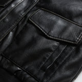 Unisex Winter Cotton Coat Three-Dimensional Pocket Decoration Lapel Cotton-Padded Coat Retro Loose PU Leather Cotton-Padded Jacket