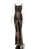 Women's Evening Gown Evening Dress Sexy Strap Vintage Sequins Dress