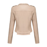 Red Leather Jacket Spring and Autumn Leather Women's Rivet Coat Zipper Leather Jacket