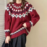 Women Knitwear Spring and Autumn round Neck Knitwear Loose Retro Sweater