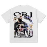Mens Vintage baseball T-Shirt BC Beckham obj rugby vintage print short sleeve wash do old T-shirt