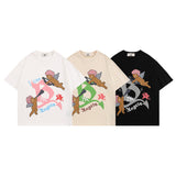 Men T Shirt Angel Print Short-Sleeved T-shirt Men and Women Loose Couple Tee