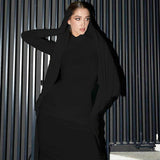 Women Dresses Winter Slim-Fit Hood Split Dress