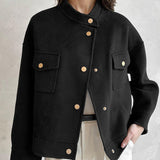 Women Trench Coat Autumn and Winter Woolen Coat Stand Collar Baggy Coat