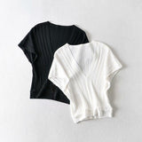 Women Sweater Knitwear Summer V-neck Batwing Sleeve Ice Silk Sweater