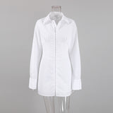 Women Dress Shirt Dress Women's Autumn and Winter Tight Long Sleeve Dress