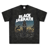 Mens Vintage Rock Band T-Shirt BLACK SABBATH Metal Rock Band Old Print Short Sleeve T-Shirt Loose