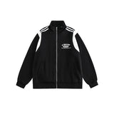 Unisex Jacket Retro Patchwork Coat Loose Lapel Sports Jacket