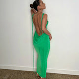 Women Dresses Summer Sexy Backless Self-Tie Dress