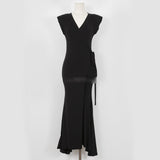 Women Dresses Vintage V Maxi Dress Hip Skirt
