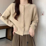 Women Knitwear Autumn and Winter round Neck Sweater Loose Knitted Cardigan