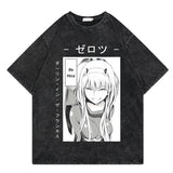 Washed retro T-shirt street print graphic casual cotton summer short sleeves