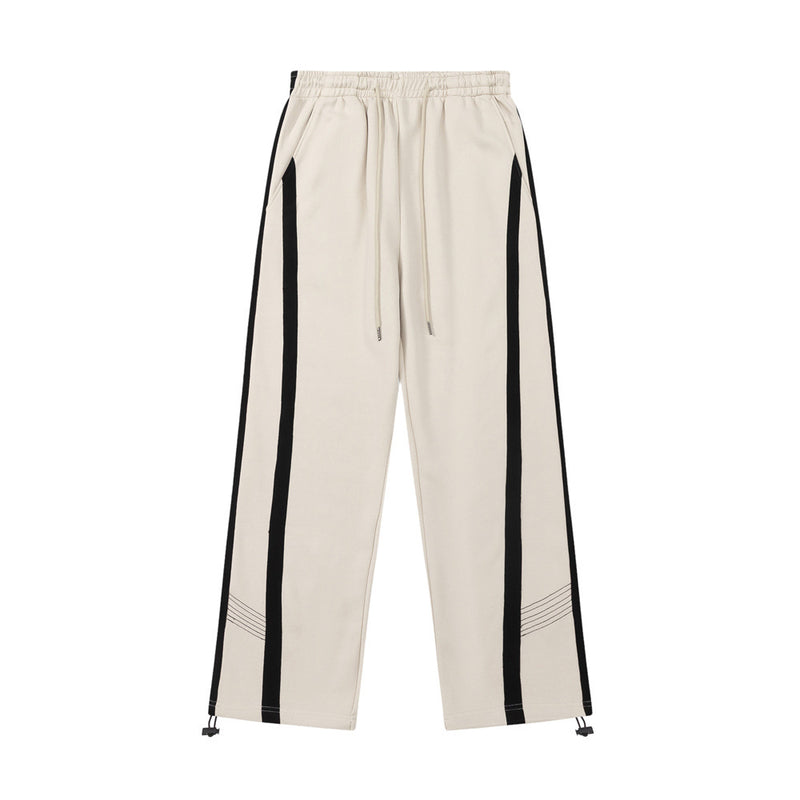 Men Sweatpants Straight Sweatpants Men's Stitching Contrast Color Side Stripes Exercise Casual Pants