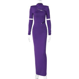 Women Dresses Winter Sexy Cutout Slim Fit Turtleneck Dress