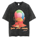 2024Vintage Washed Tshirts Anime T Shirt Harajuku Oversize