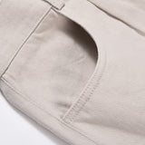 Men Sweatpants Zipper Workwear with Pocket Casual Trousers Solid Color Pleated Straight-Leg Pants