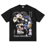 Mens Vintage baseball T-Shirt BC Beckham obj rugby vintage print short sleeve wash do old T-shirt