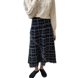 Women Knitted Skirt Tassel Dress Knitted Dress Skirt Vintage Plaid Long Dress