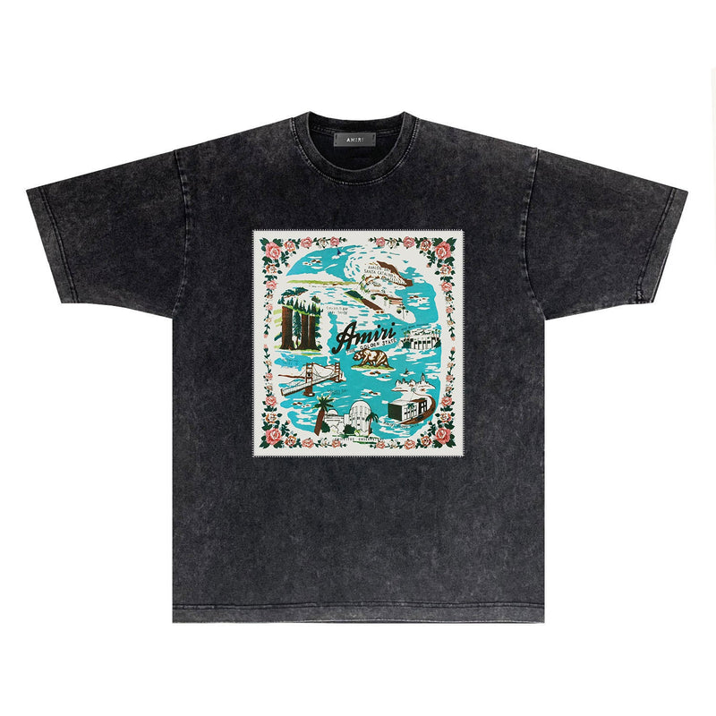Amiri T Shirts Washed and Worn Retro Short Sleeve T-shirt