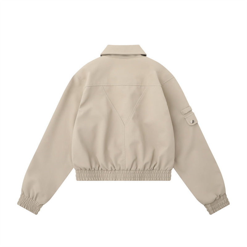 Women Jacket Short Pu Leather Jacket with Metal Buckle